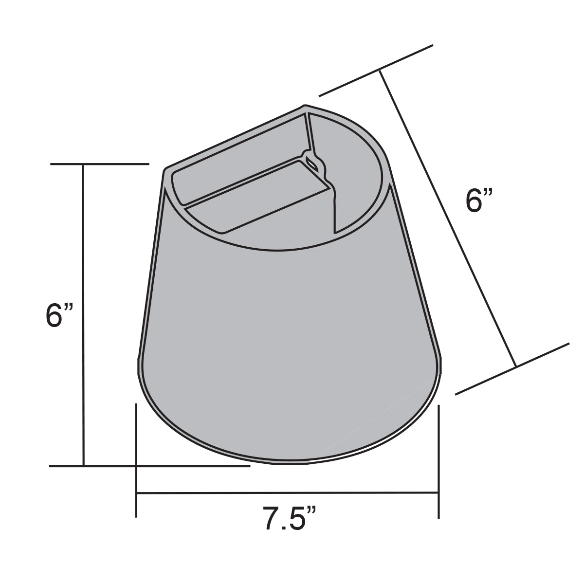 Technical drawing of a cylindrical wall mount light with dimensions labeled