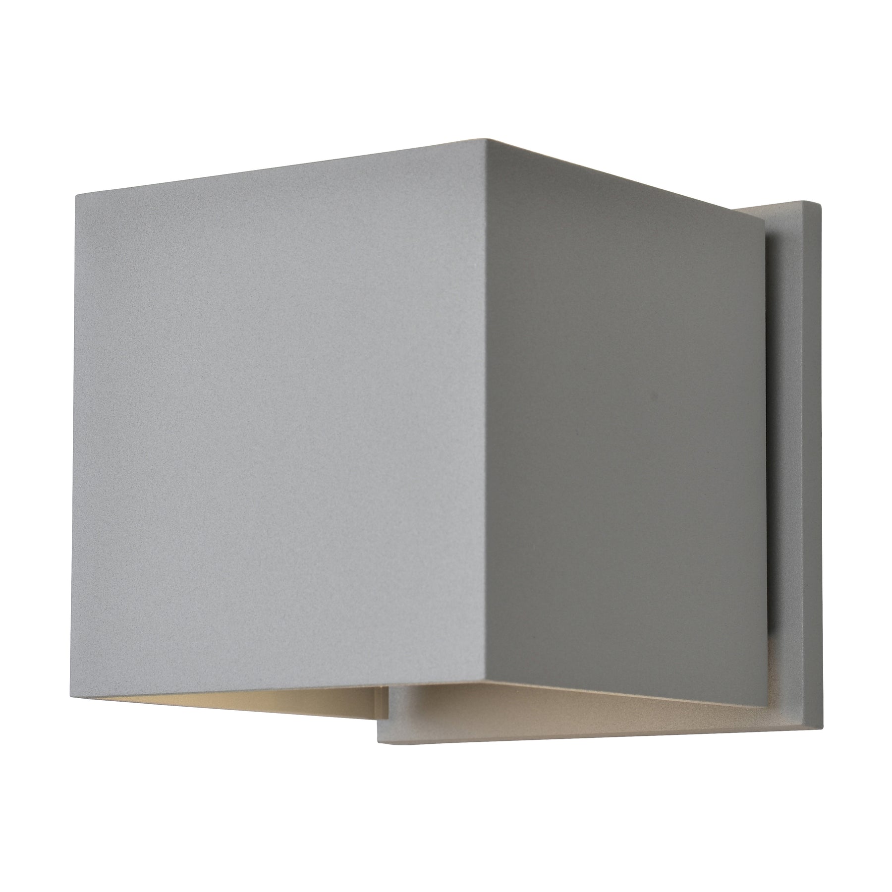 Modern wall-mounted light fixture with a satin square shade on a white background