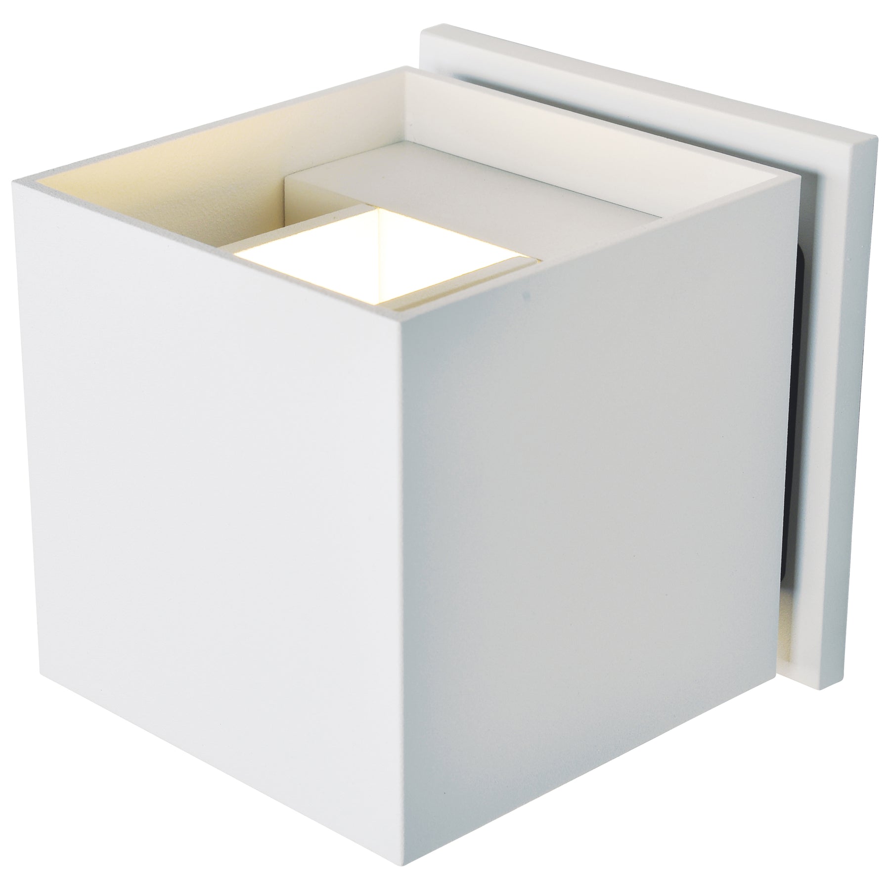 White square wall light fixture on a white background