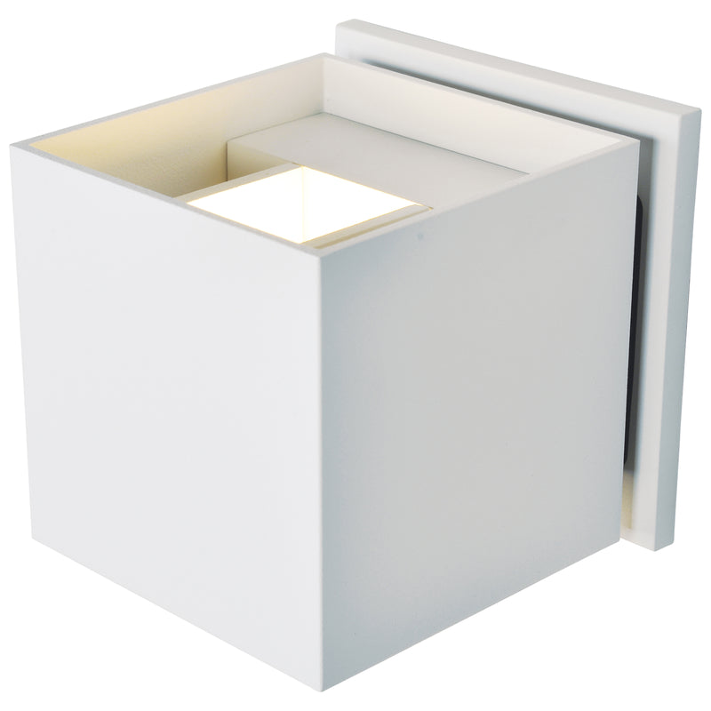 White square wall light fixture on a white background