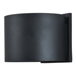 Black wall-mounted light fixture on a white background