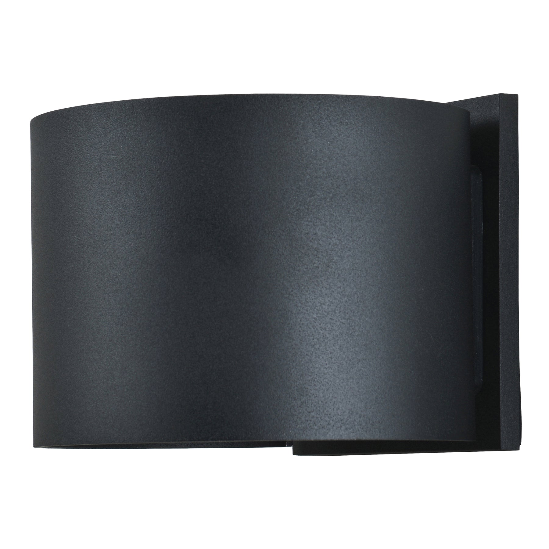 Black wall-mounted light fixture on a white background