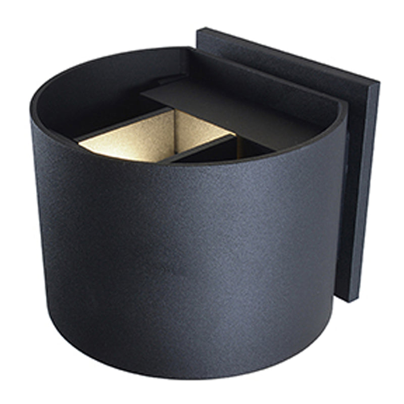 Black wall-mounted light with a lid on a white background