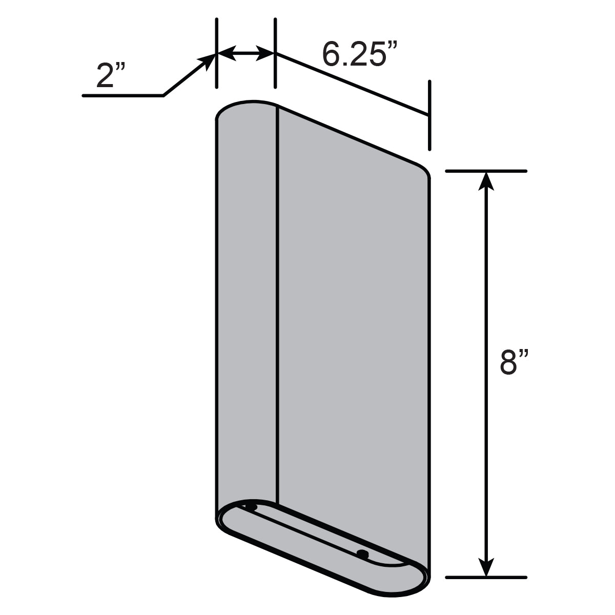 Measurement diagram of a rectangular object with dimensions labeled.