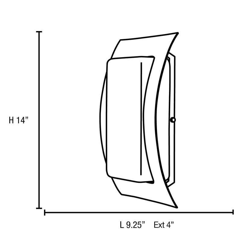 Line drawing of a rectangular object with dimensions labeled