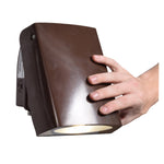 Brown rectangular matte finish wall pack with visible mounting hardware outdoor adjustable led spotlight