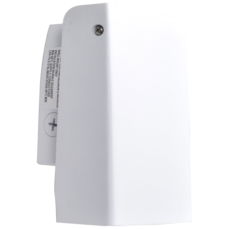 White plastic wall-mounted motion sensor with installation instructions for outdoor adjustable led wall pack lighting
