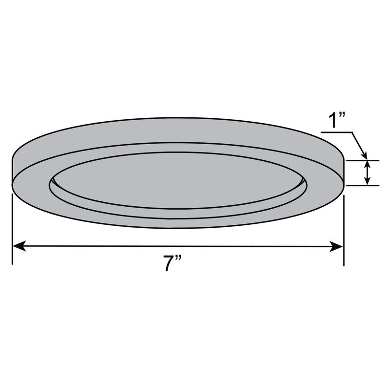 Diagram of an Outdoor LED Flush Mount with dimensions labeled on a white background