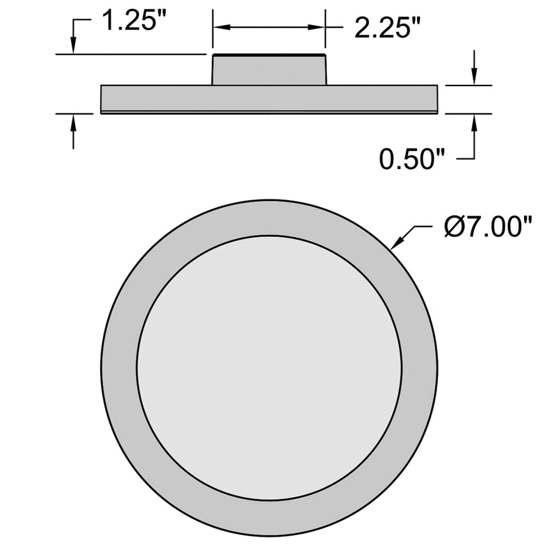 Technical drawing of an LED Flush Mount with dimensions labeled