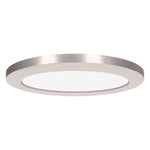 Round brushed steel LED Flush Mount light fixture on a white background