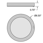 Technical drawing of a circular component with dimensions labeled