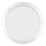 Round white LED ceiling light on a white background