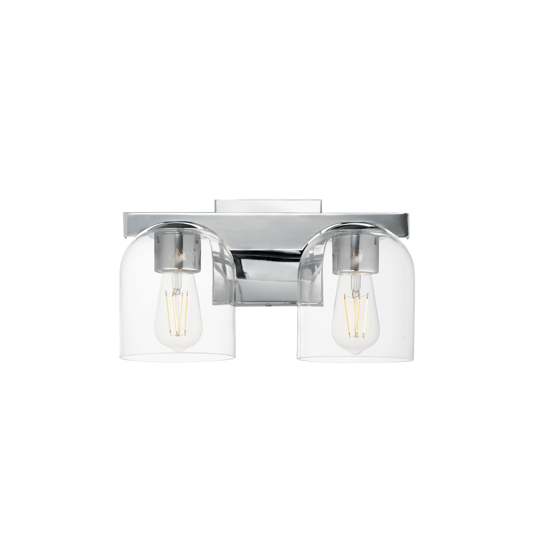 Scoop 2-Light Bath Vanity, Black, Chrome, or Brass Finish