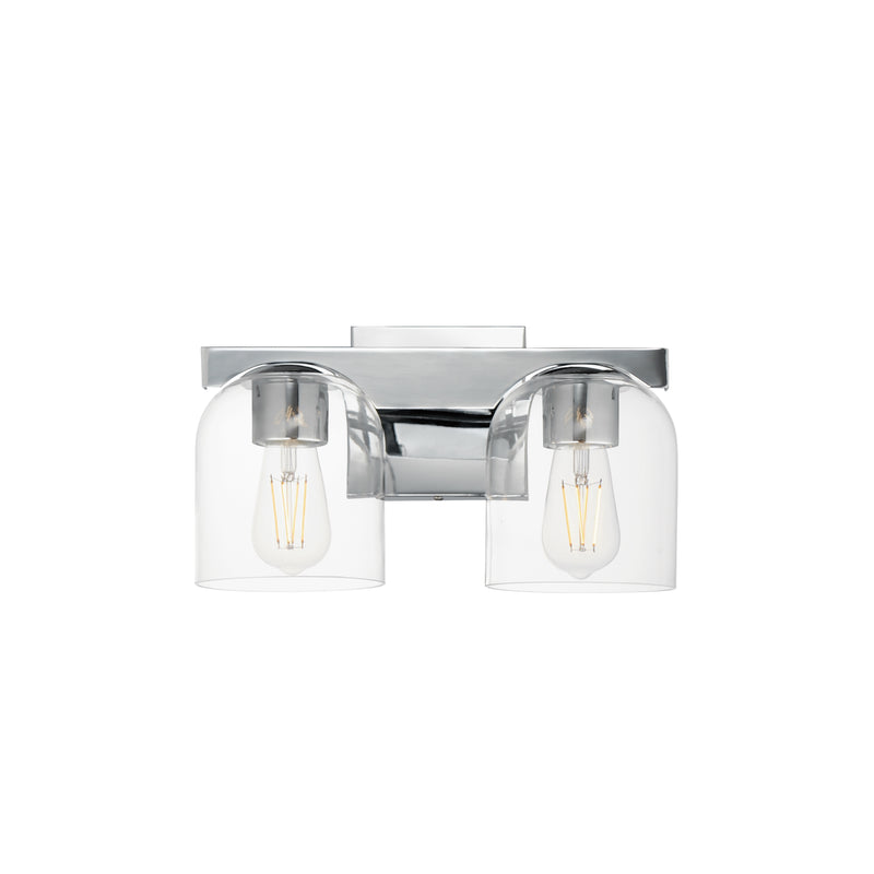 Scoop 2-Light Bath Vanity, Black, Chrome, or Brass Finish