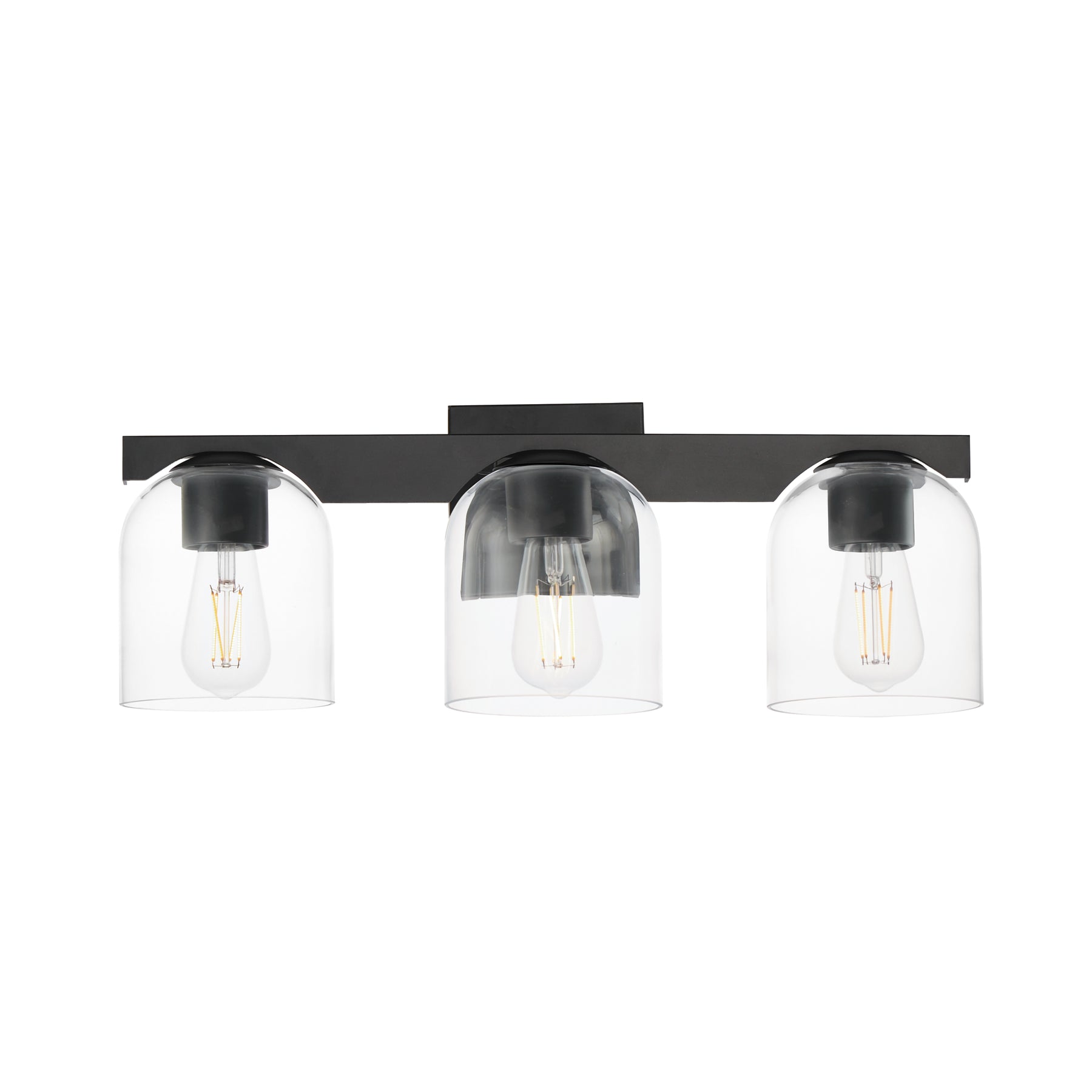 Scoop 3-Light Bath Vanity, Black, Chrome, or Brass Finish