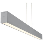 Modern gray pendant light fixture with a rectangular design on a white background