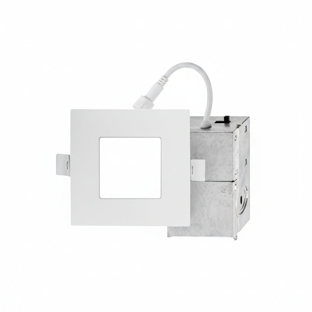 White electronic device with a cable on a white background