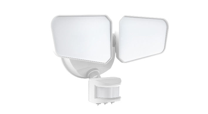 LED Security Floodlight, 20W, CCT Selectable, 120V, Motion Sensor and Photocell, Black or White Finish