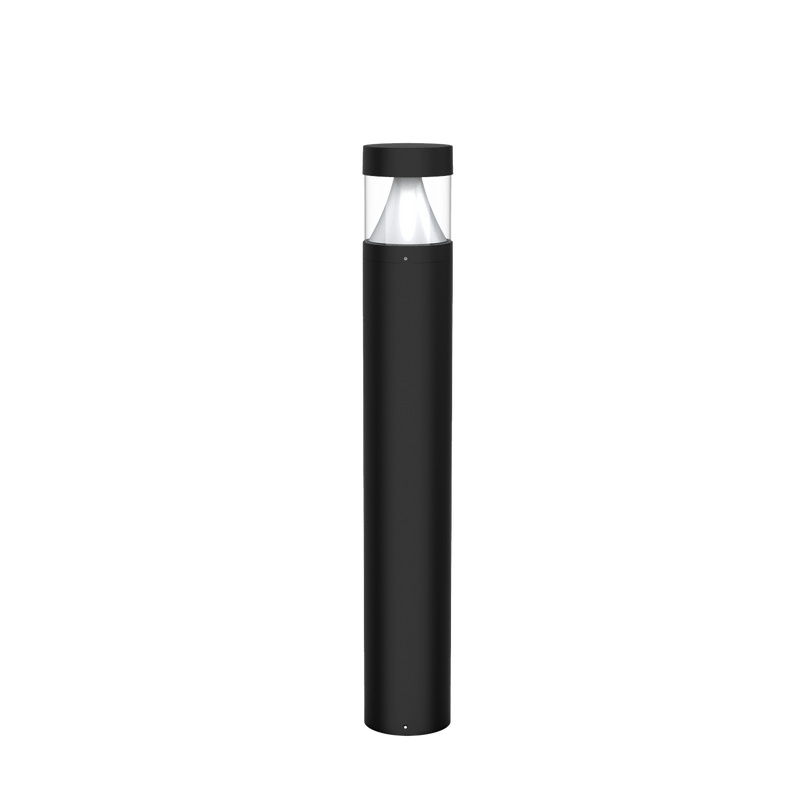 Commercial LED Bollard Light - 3360LM Max, CCT & Wattage Selectable, Flat Top Cone Reflector, Modular, 6-8" Retrofit Base, Black or Bronze