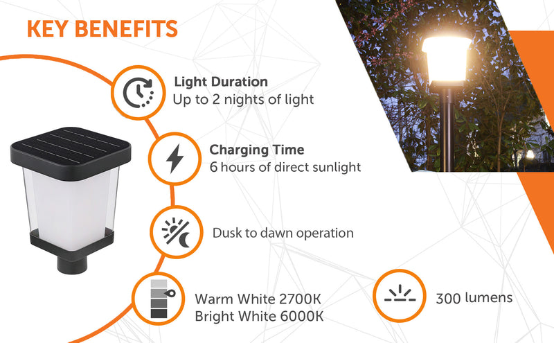 Halo Solar Post Light with 3" Fitter