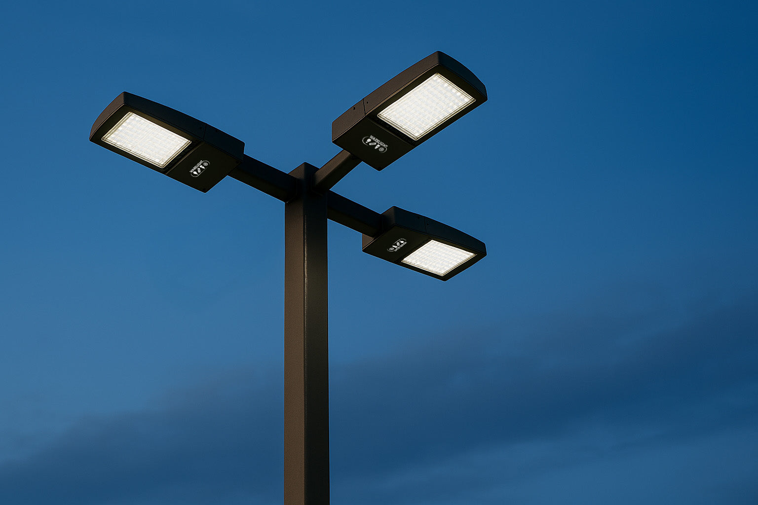 15ft Square Pole Triple 150W Slim Line Fixture Kit | Warehouse-Lighting.com