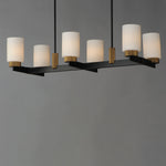 Ruffles 6-Light Linear Chandelier, Black / Antique Brass