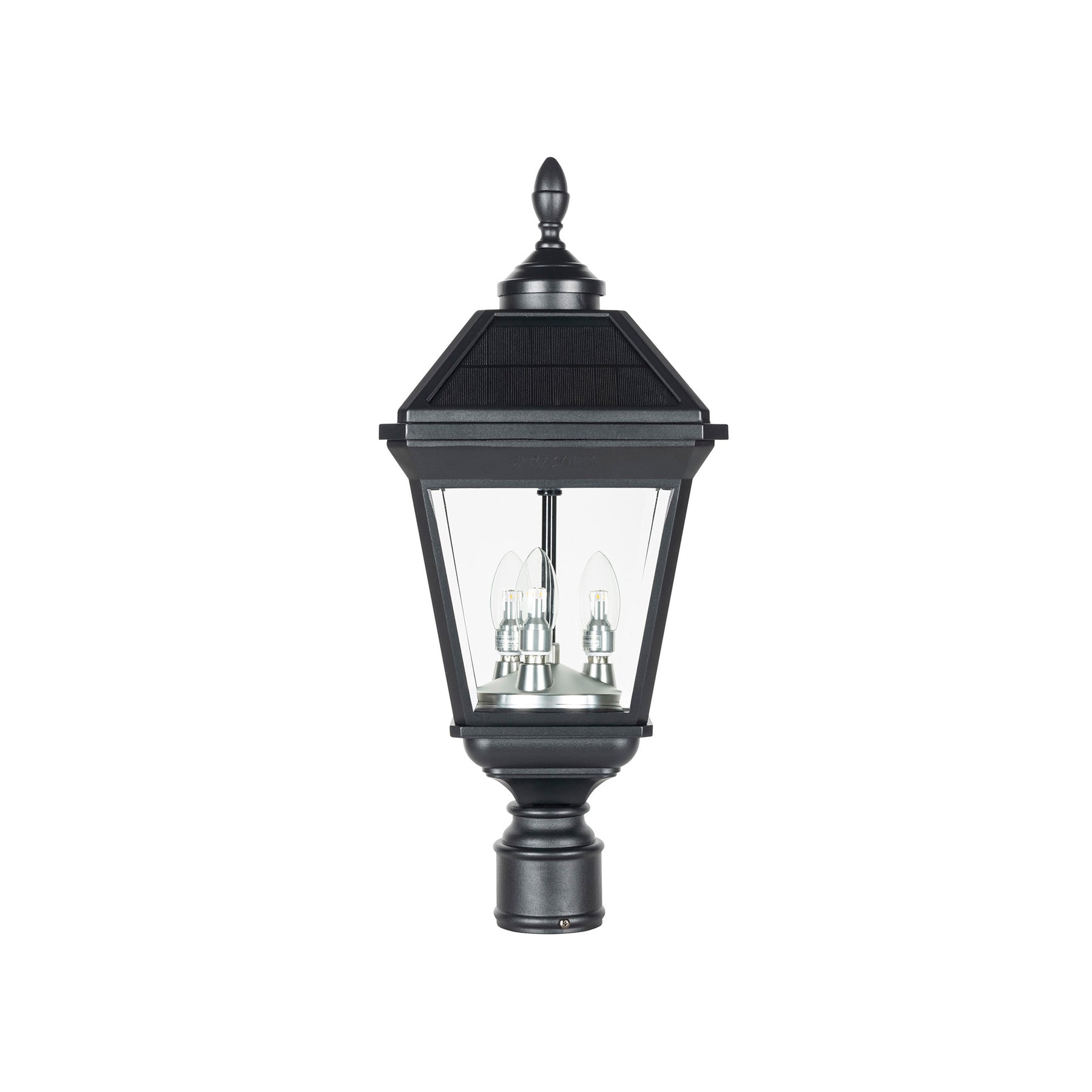 Imperial Trio Bulb Solar Post Light with Trapezoidal Solar Panels and 3" Fitter Mount