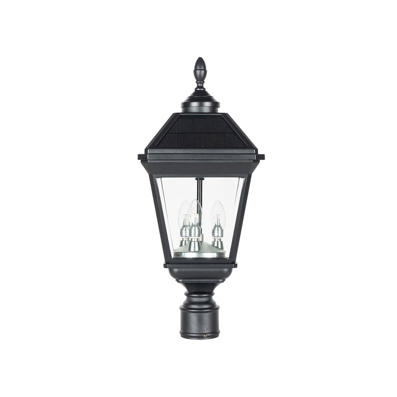 Imperial Trio Bulb Solar Post Light with Trapezoidal Solar Panels and 3" Fitter Mount