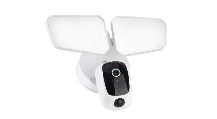 LED Security Floodlight, 20W, CCT Selectable, 120V, Smart Camera and Motion Sensor, Black or White Finish