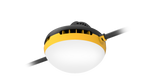 Yellow and black industrial 50ft temporary led stringer work light with frosted white diffuser set of five