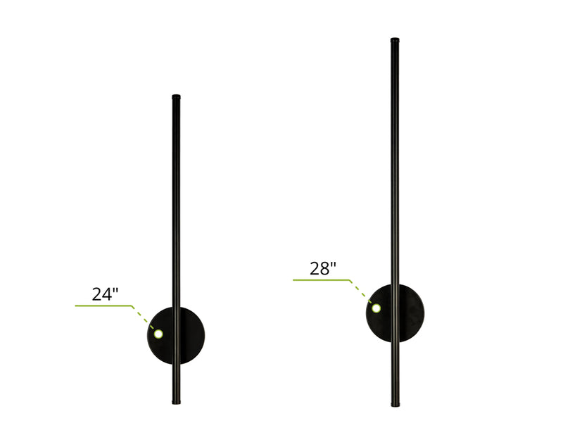24" LED Wall Sconce, 8W, CCT Selectable, 120-277V, Matte Black
