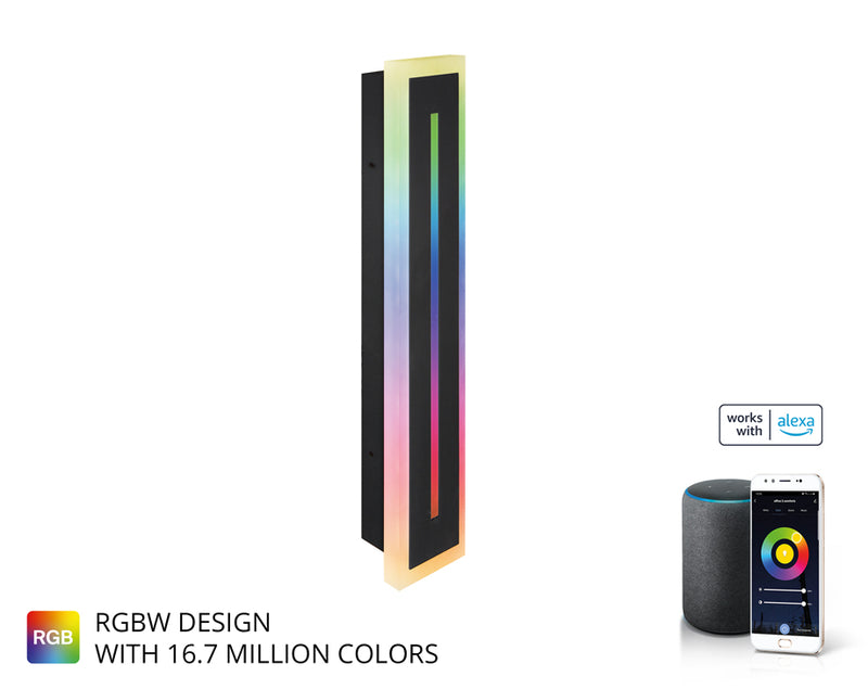 24" LED RGBW Outdoor Wall Sconce with Center Light, 24W, 120-277V