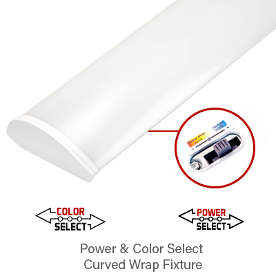 4 Foot Curved Wrap Light, 6116 Lumens, 18W/28W/44W Selectable, 120-277V, CCT Selectable 3500K/4000K/5000K