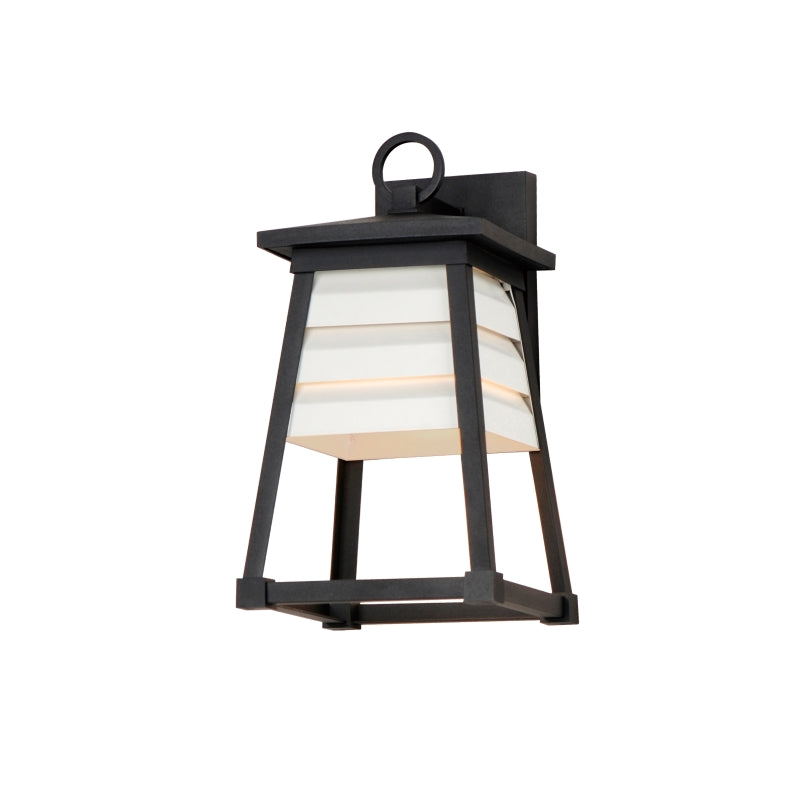 Shutters 1-Light Small Outdoor Wall Sconce, Black, White / Black, or Weathered Zinc / Black
