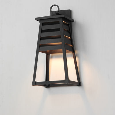 Shutters 1-Light Medium Outdoor Wall Sconce, Black, White / Black, or Weathered Zinc / Black