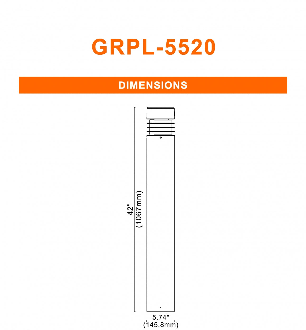 LED 6" Round Top Bollard, 1252 Lumens, Wattage and CCT Selectable, 120-347V, Bronze Finish