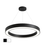 48" LED Round Suspended Fixture, 10,000 Lumen Max, Wattage and CCT Selectable, 120-277V, White or Black Finish