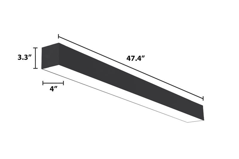 4 FT LED Direct/Indirect Suspended Linear Fixture, 4" Wide, 5750 Lumen Max, Wattage and CCT Selectable, 120-277V, White or Black Finish