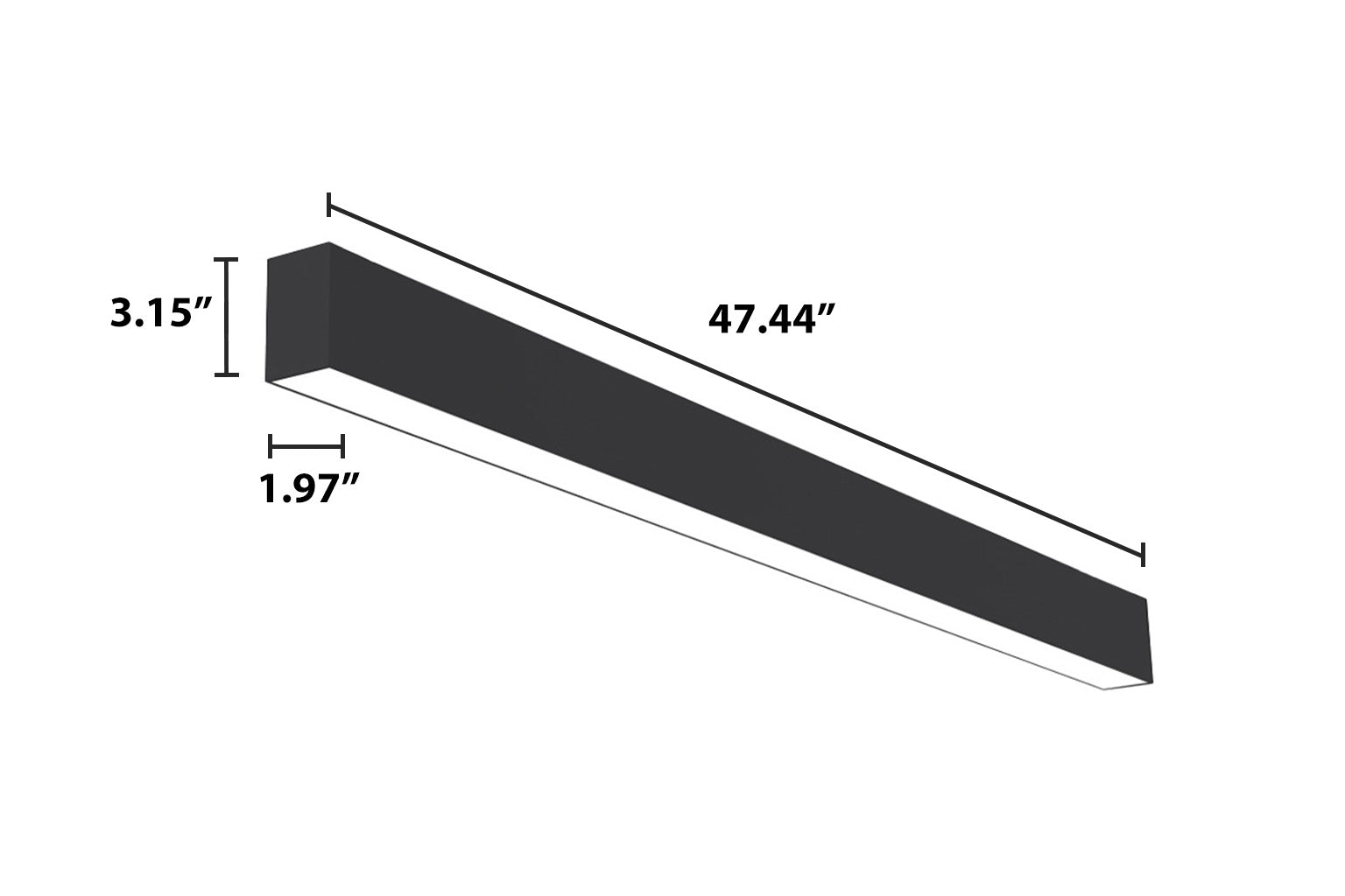 4 FT LED Direct/Indirect Suspended Linear Fixture, 2" Wide, 4600 Lumen Max, Wattage and CCT Selectable, 120-277V, White or Black Finish