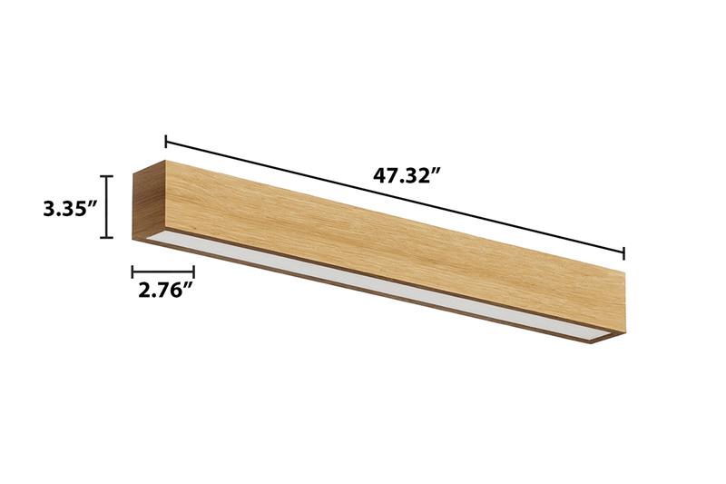 4 FT LED Direct/Indirect Suspended Linear Fixture, 5500 Lumen Max, Wattage and CCT Selectable, 120-277V, Natural or Teak Wood Finish