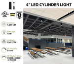 4" LED Architectural Cylinder Light Fixture, 1650 Lumens, 15W, CCT Selectable, 120-277V, Black Finish