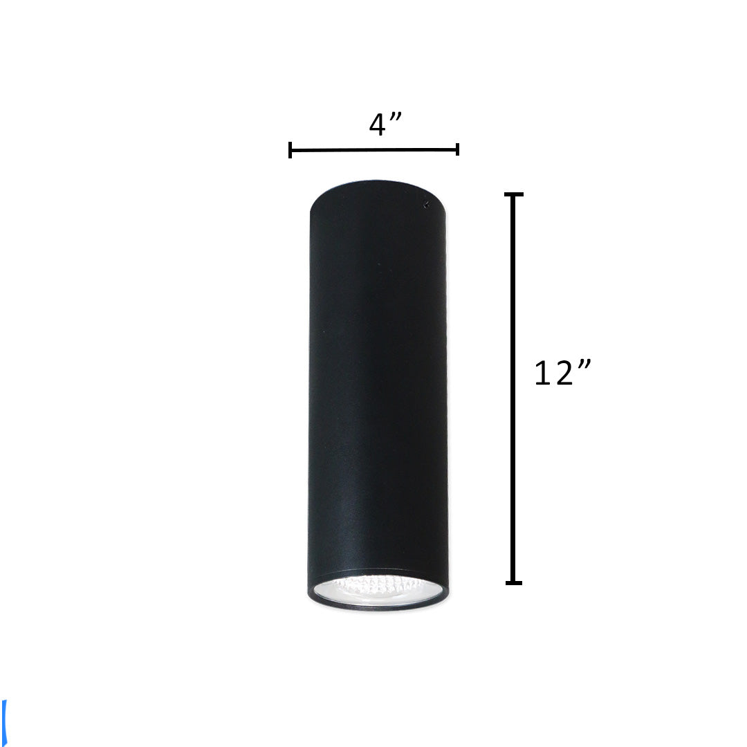 4" LED Architectural Cylinder Light Fixture, 1650 Lumens, 15W, CCT Selectable, 120-277V, Black Finish