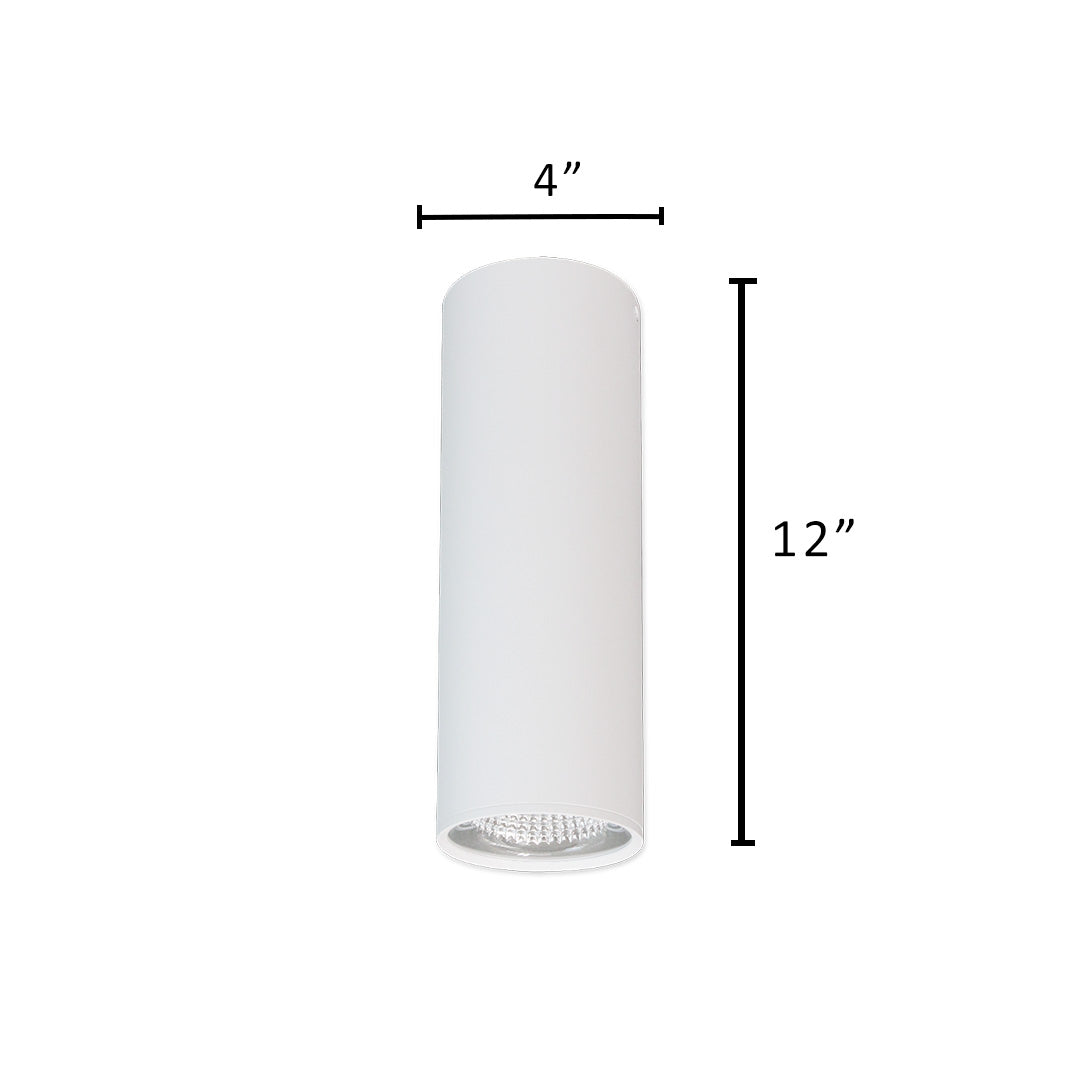 4" LED Architectural Cylinder Light Fixture, 1650 Lumens, 15W, CCT Selectable, 120-277V, White Finish