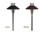 Black and bronze outdoor pathway lighting in a white background