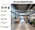 4 FT LED Suspended Linear Fixture G2, 4800 Lumen Max, 40W, CCT Selectable, 120-277V, White or Black Finish