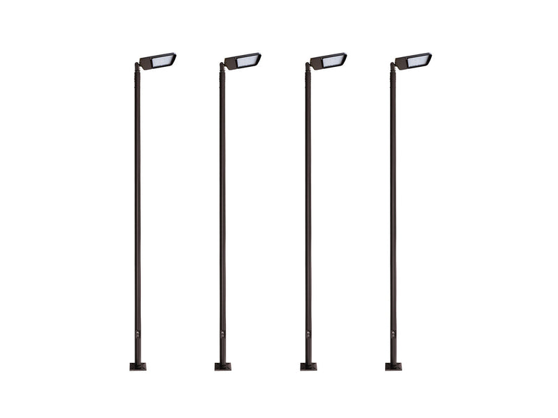 Four 15 ft LED light poles with sports-optic fixtures for pickleball court lighting