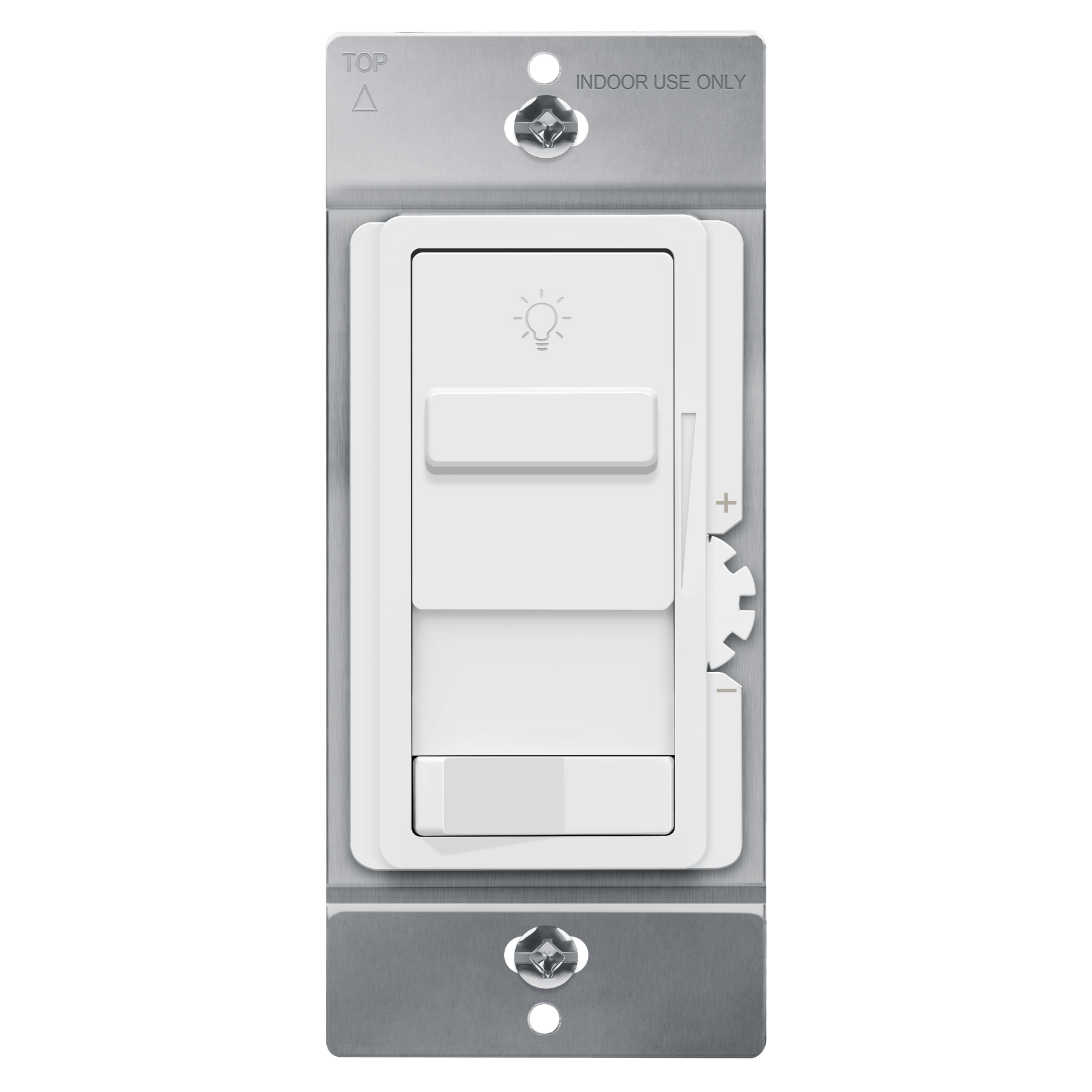 Light switch panel with multiple switches on a white background