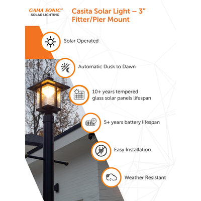Casita Solar Post Top Light – 3” Fitter/Pier Mount