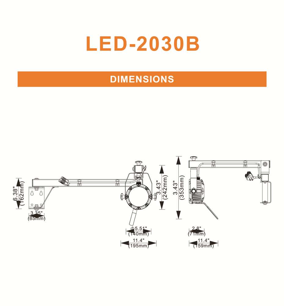 LED Dock Light With Adjustable Arm, 3400 Lumens, 28W, 5700K, 120-277V
