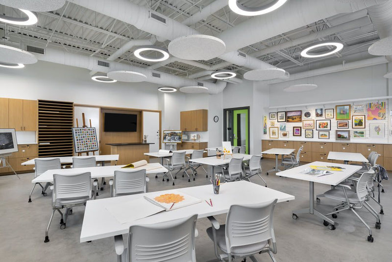 36" LED Round Direct/Indirect Pendant Light, 8000 Lumen Max, Wattage and CCT Selectable, 120-277V, White or Black Finish